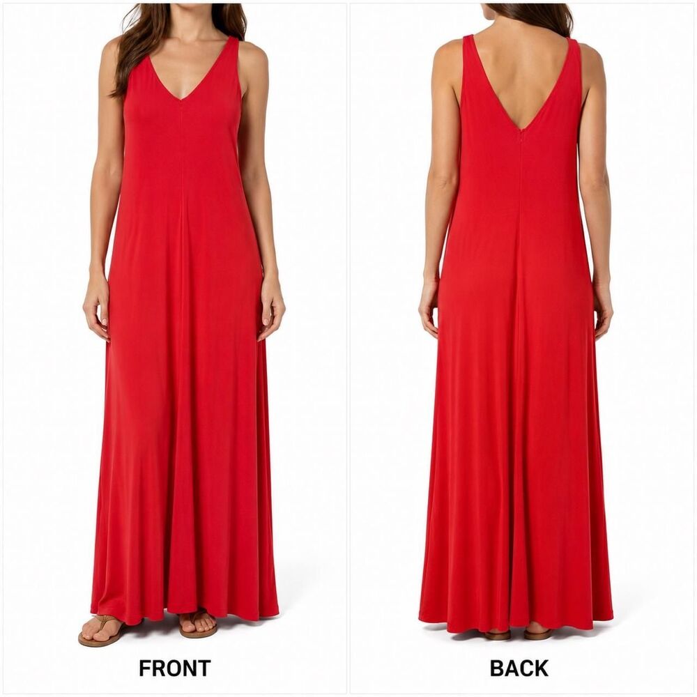 Sleeveless Vibrant Red Maxi Dress by siizu | Medium